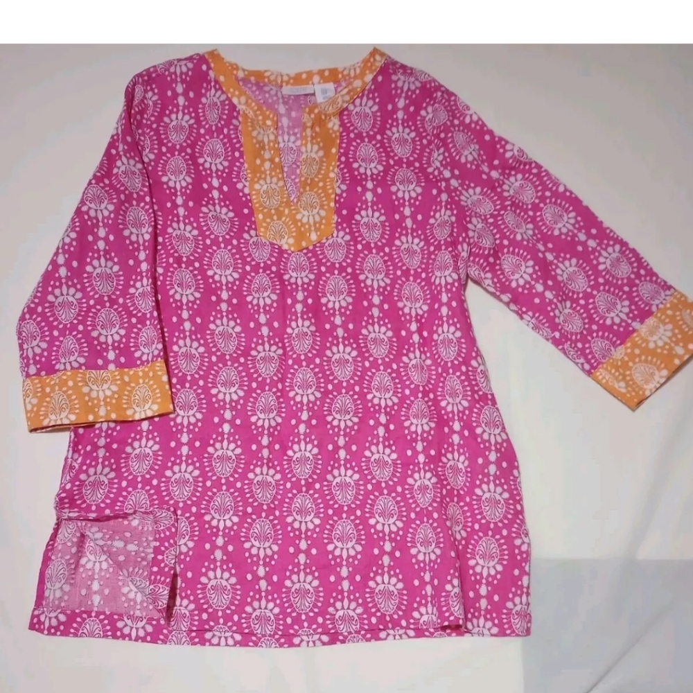 Sigrid Olsen Linen Tunic Top Medium